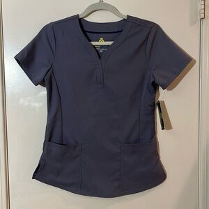 Natural Uniforms Stretch Drop Neck 2 Pocket Scrub Top Style # 8200 NWT Dark Grey